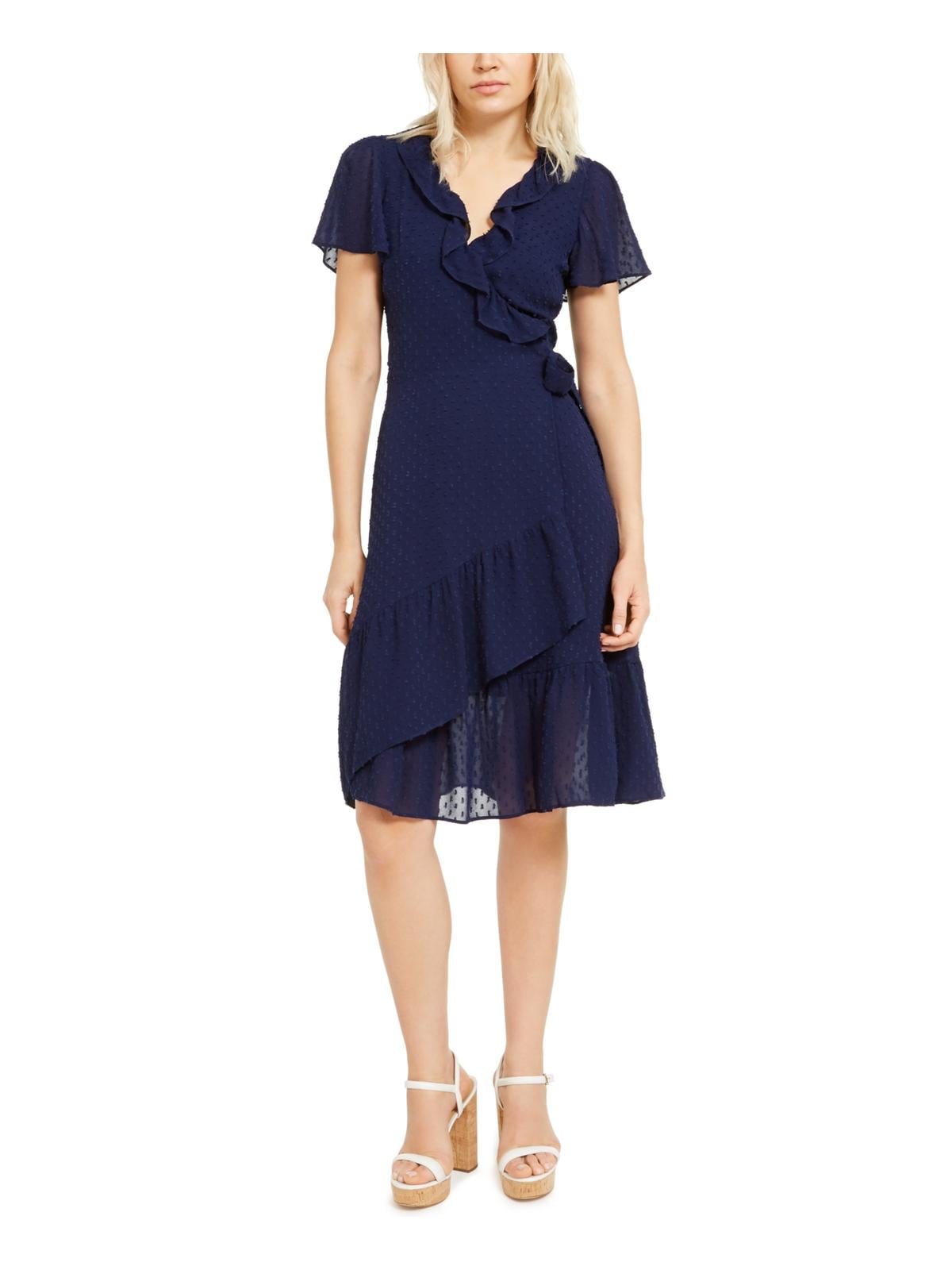 MICHAEL Michael Kors - MICHAEL Michael Kors Womens Ruffled Side Tie Wrap  Dress Navy S - Walmart.com - Walmart.com